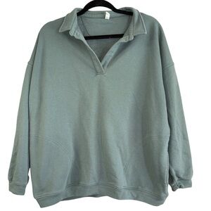 Wishlist Sage Green Boxy Oversize Pullover Polo Women’s M/L Preppy Artsy School